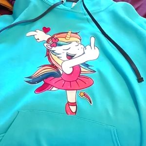 Teal graphic hoodie new without tag